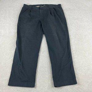 Van Heusen Mens Pants 44x32 Blue Chino Khaki Straight Leg Pleated Casual*